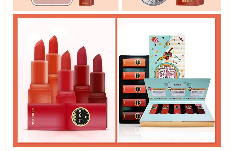 Abay New Hot Sale Makeup Set Five Colors Sticks Women Lipstick Matte Lasting Makeup Lipstick Students Mouth Make up