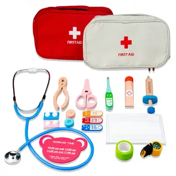 

Simulation Wooden First Aid Kit Tool Kids Pretend Play Doctor Kids Educational Toys for Children Gift