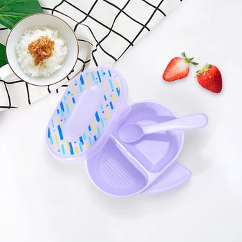 

Portable Baby Food Supplement Bowl Infant Toddler Colorful Cartoon Tableware Baby Learning Dishes Children's Dishes