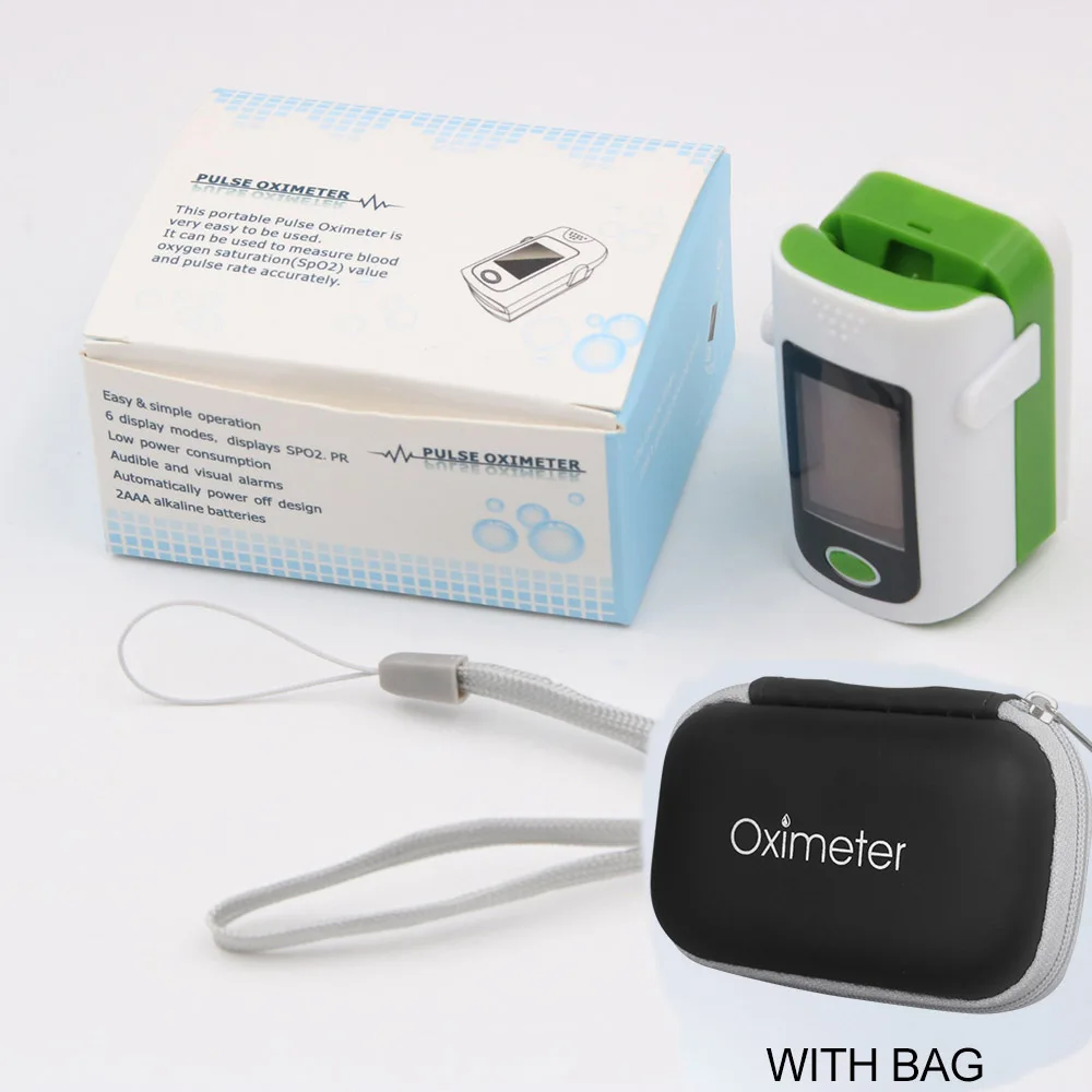 Портативный Пальчиковый оксиметр, медицинское оборудование, монитор сердечного ритма, ЖК-аппарат для измерения сердечного ритма, Saturometro Home - Color: green WITH bag