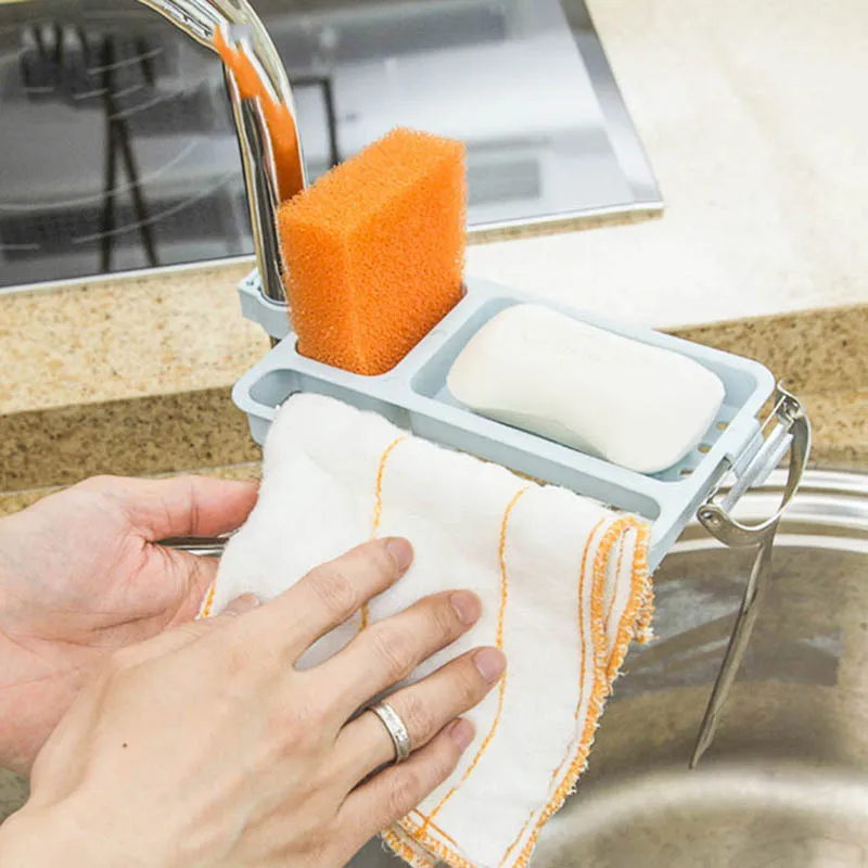 

Kitchen Storage Organizer Adjustable Sink Storage Rack Faucet Clip Hanging Holder Soap Sponge Dish Drainer Shelf