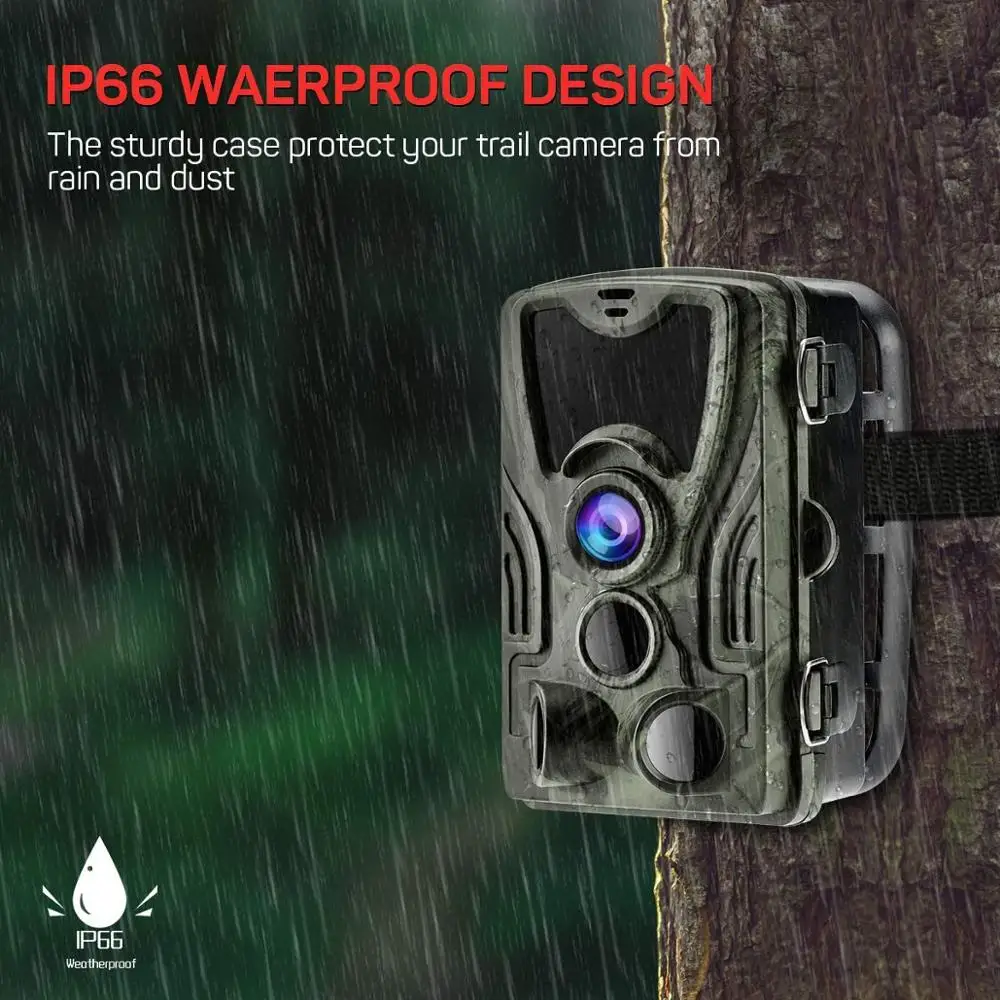 Hunting Trail Camera 24MP 1080P Night Vision iP65 Waterproof 850nm Wild Cameras Photo Traps HC801A Wildlife Cam Surveillance