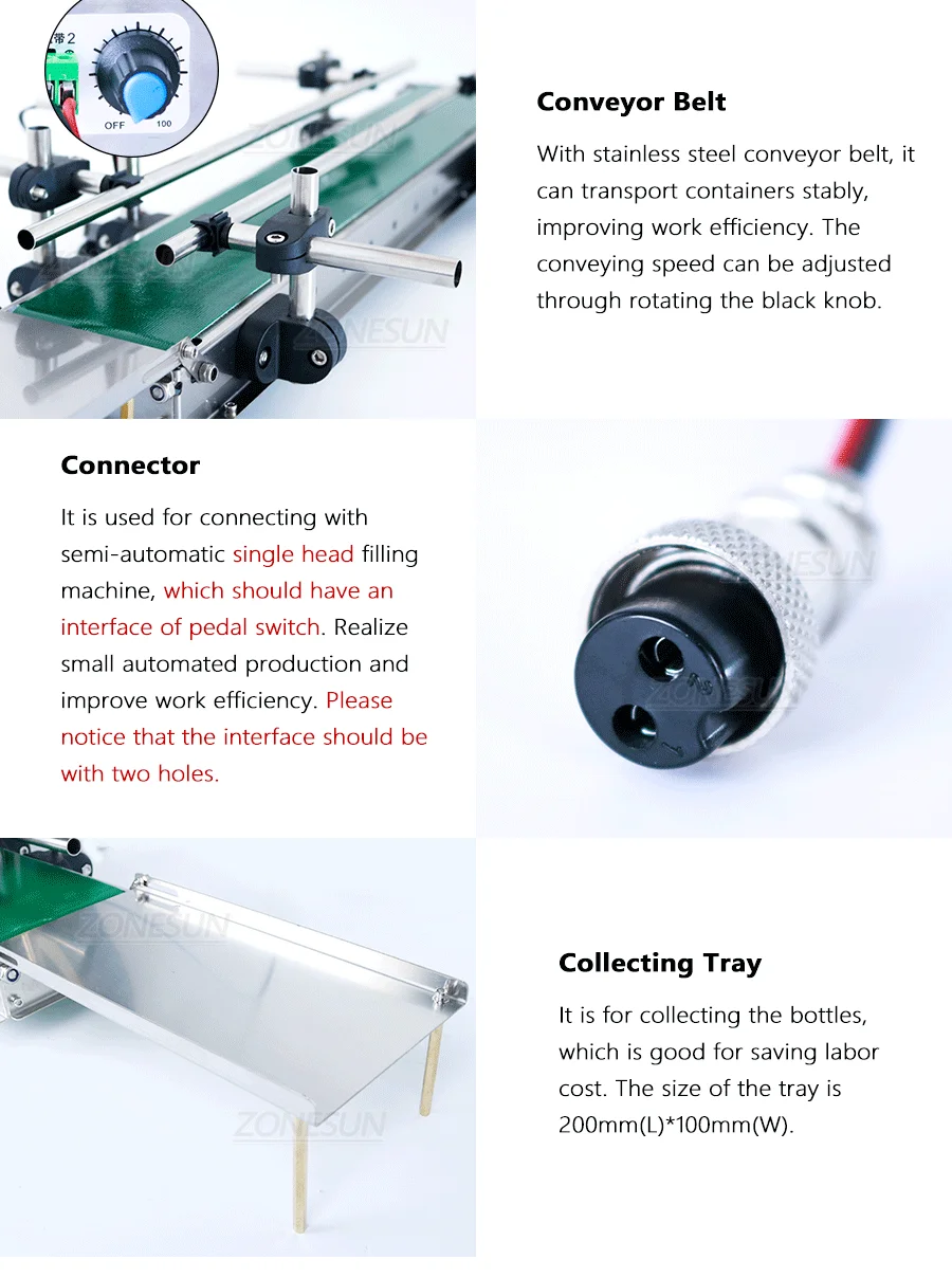 ZONESUN Small Digital Control Automatic Liquid Waterproof Conveyor Belt For Production