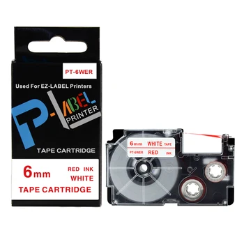 

10 packs 6mm Red on White XR-6WER compatible label tapes for label printers
