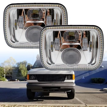 

Jeep Wrangler YJ Cherokee XJ Comanche MJ DOT 55W 5x7 '' rectangular sealed high beam low beam angel eye 7x6 inch LED headlight