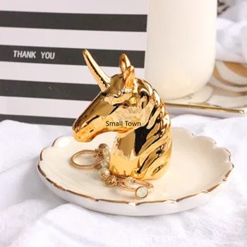 

Flamingo Jewelry plate Dressing table Storage tray Ring tray Nordiccactus ceramics jewelry rack decorations for home