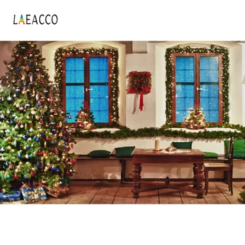 

Laeacco Christmas Tree Gifts Window Table Photography Backdrops Photo Backgrounds Home Decor Photocall Family Portrait Photozone