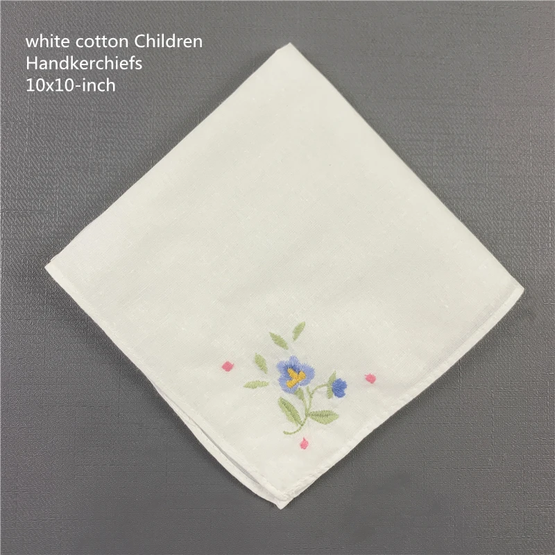Set of 50 Fashion Children's Handkerchief Baby Hankies Children' s Handkerchiefs Towel Cotton Color embroidery Floral 10x10-inch |