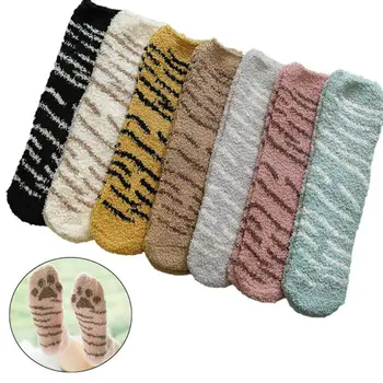 

Winter Warm Cat Paw Socks For Women Thick Coral Fleece Girls Sleeping Fuzzy Socks Home Floor Kawaii Claw Socks Christmas Gifts