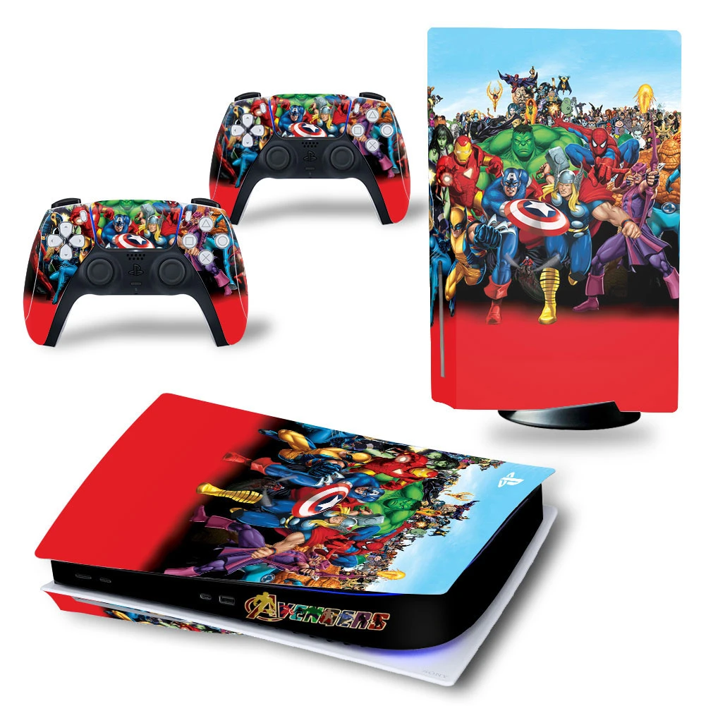 Marvel Spiderman PS5 Disk Skin Sticker Decal Cover for PlayStation 5 Console and 2 Controllers PS5 Disk Skin Sticker Vinyl