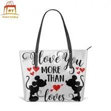 Сумочка Минни Микки я люблю больше, чем любит Микки Минни топ-ручка сумки широкие высококачественные кожаные сумки женские сумки