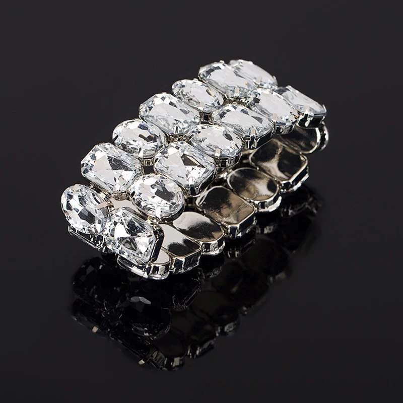 Hot Fashion more color big Crystal Rhinestone Wedding Bridal elasticity Bracelet Bangle Bling Wristband Women Jewelry B034 3
