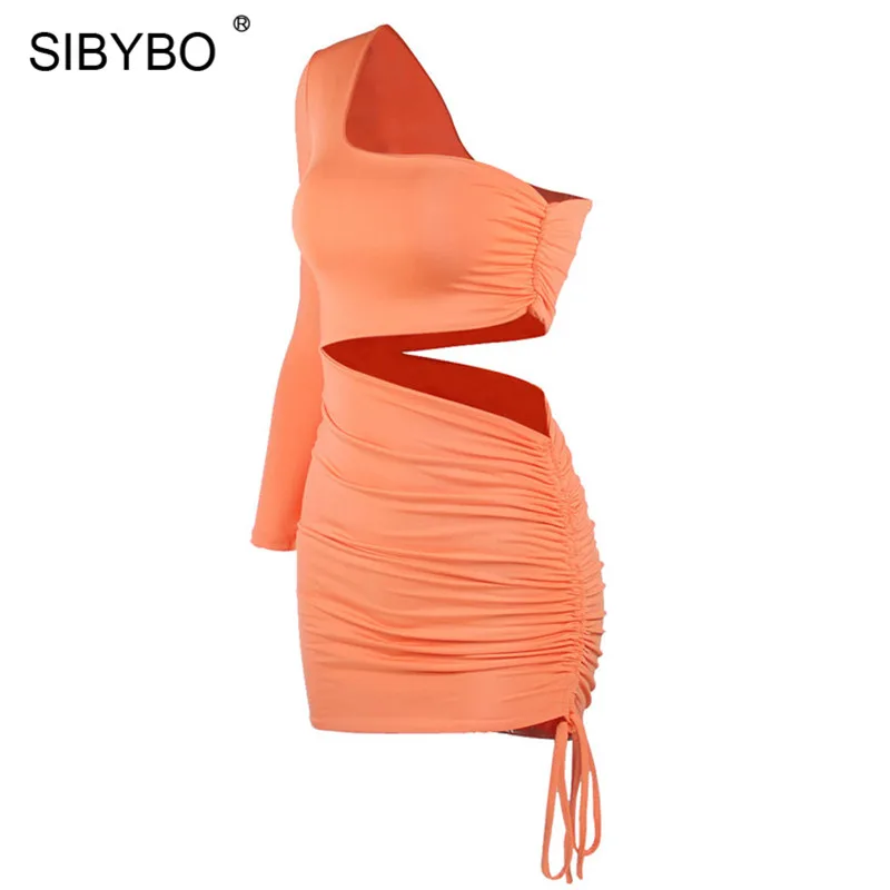 Женское короткое плиссированное платье Sibybo обтягивающее с открытыми плечами
