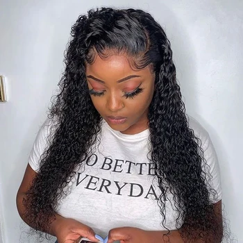 

Black Curly Lace Frontal Wig 180% Density 13X4 Lace Front Human Hair Wigs Soft Natural hair With For women