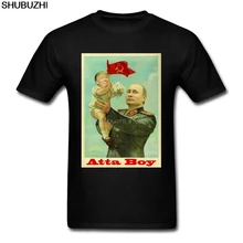 Camiseta de algodón de buen chico divertido de Vladímir Putín y Donald Trump bebé pintura hombres negro Camiseta de algodón Vintage cuello redondo sbz5506(China)