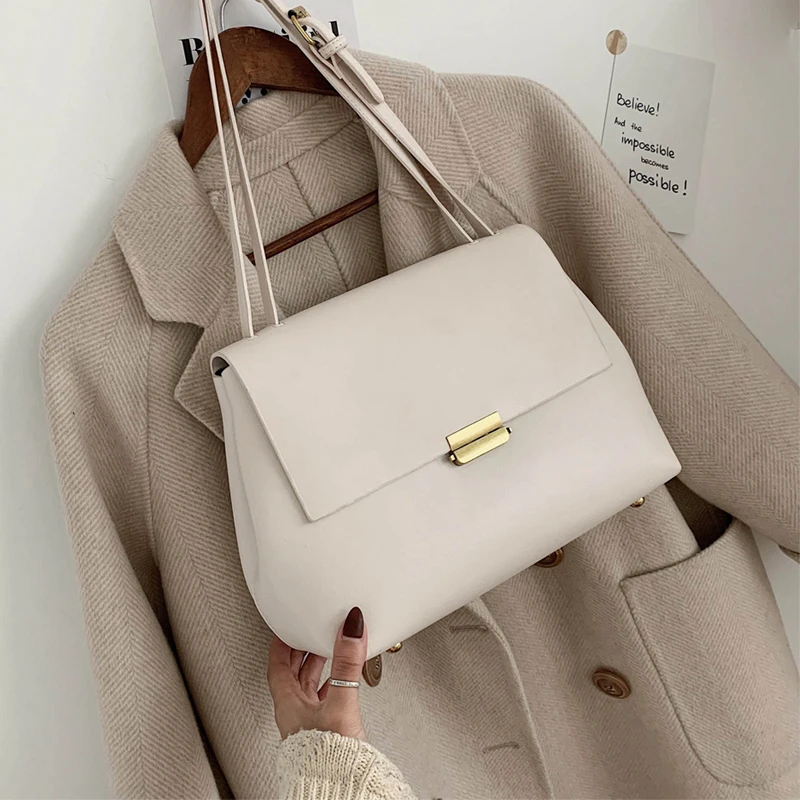 

Designer 2020 Simple Luxury Messager Bags Ladies Square Flap Female Shoulder Bags For Women Solid PU Leather Casual Purseclutch
