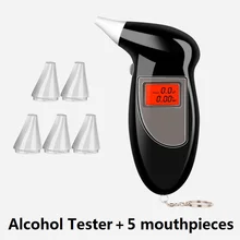 Alcohol-Tester Breathalyzer-Analyzer-Detector Mouthpieces Digital with 5pcs Handheld