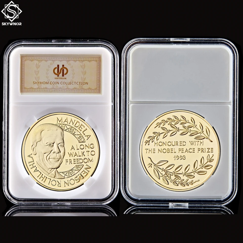 

South Africa President Nelson Mandela Father of Nation Africa Gold/Silver Con W/ Acrylic Box