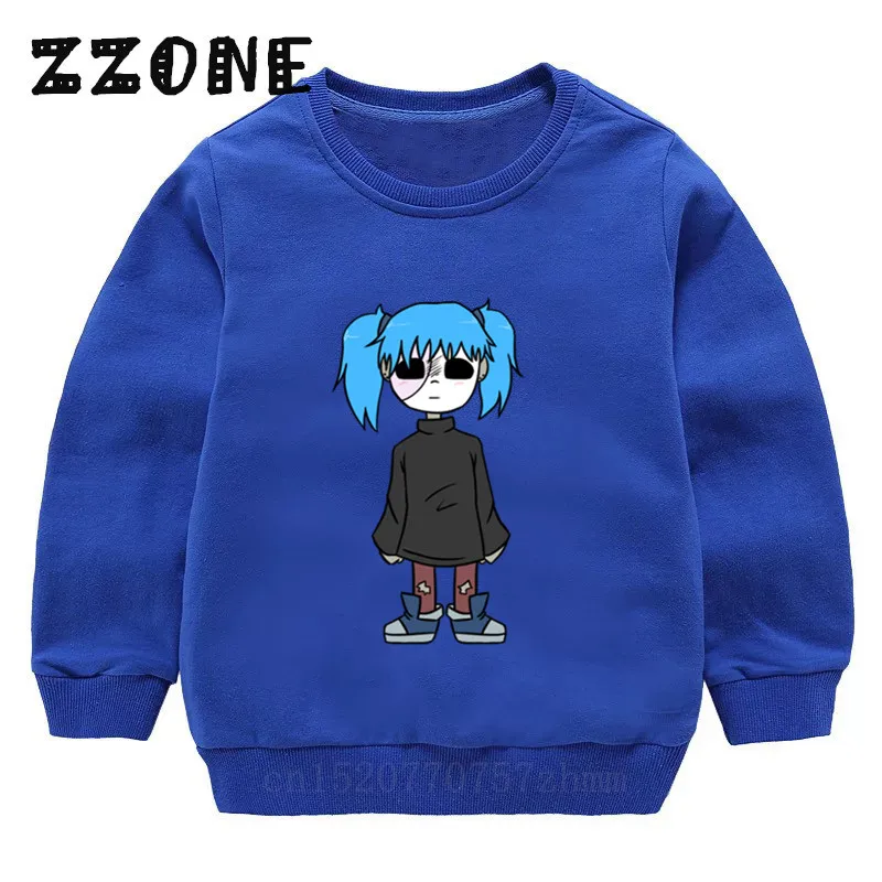 5275A-Blue Детские толстовки, Веселая детская игра, толстовки с рисунком Салли, детский хлопковый пуловер, топы для девочек и мальчиков, осенняя одежда, KYT5275 - Цвет: 5275A-Blue