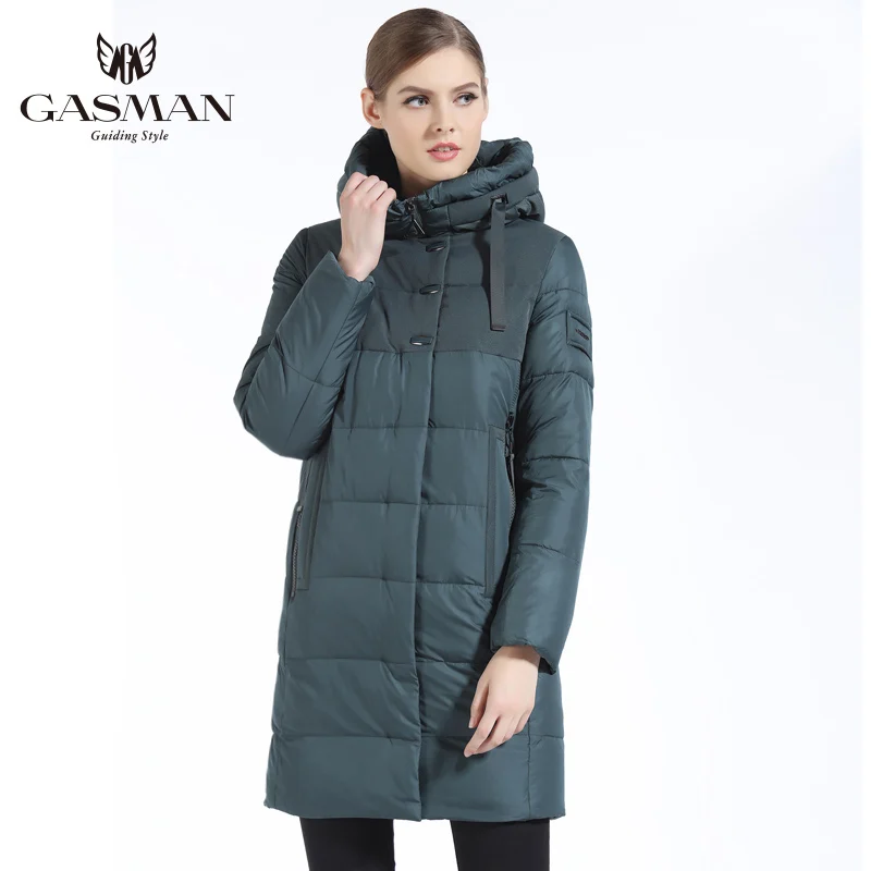 Длинная зимняя куртка на молнии GASMAN женская черная парка пуховик женское плотное