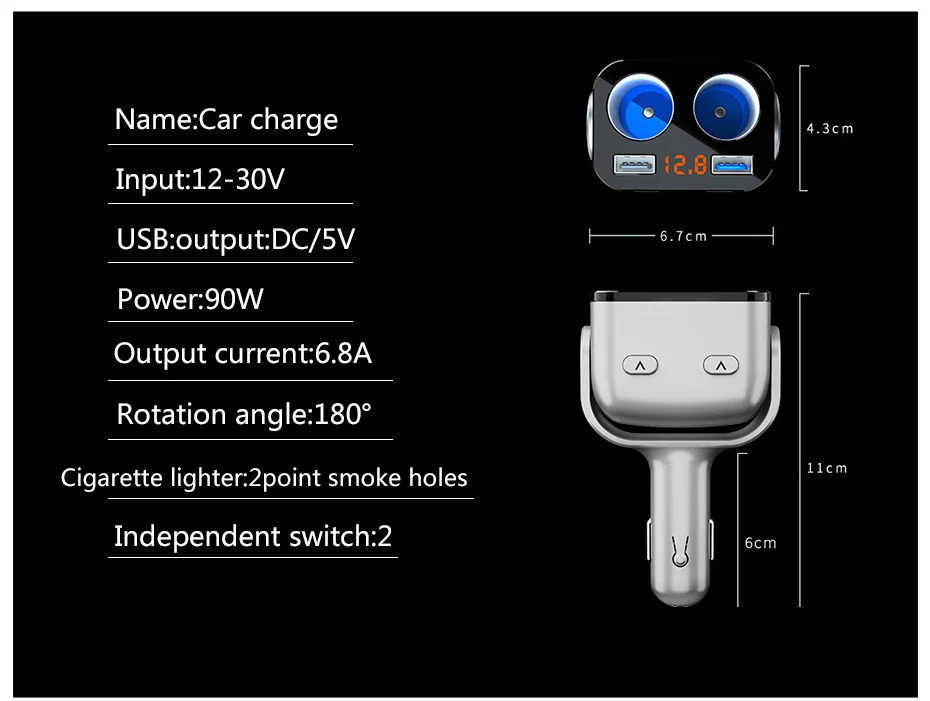 Автомобильный прикуриватель разветвитель гнездо зарядное устройство двойной USB QC 3,0 USB зарядка прикуриватель розетки адаптер питания