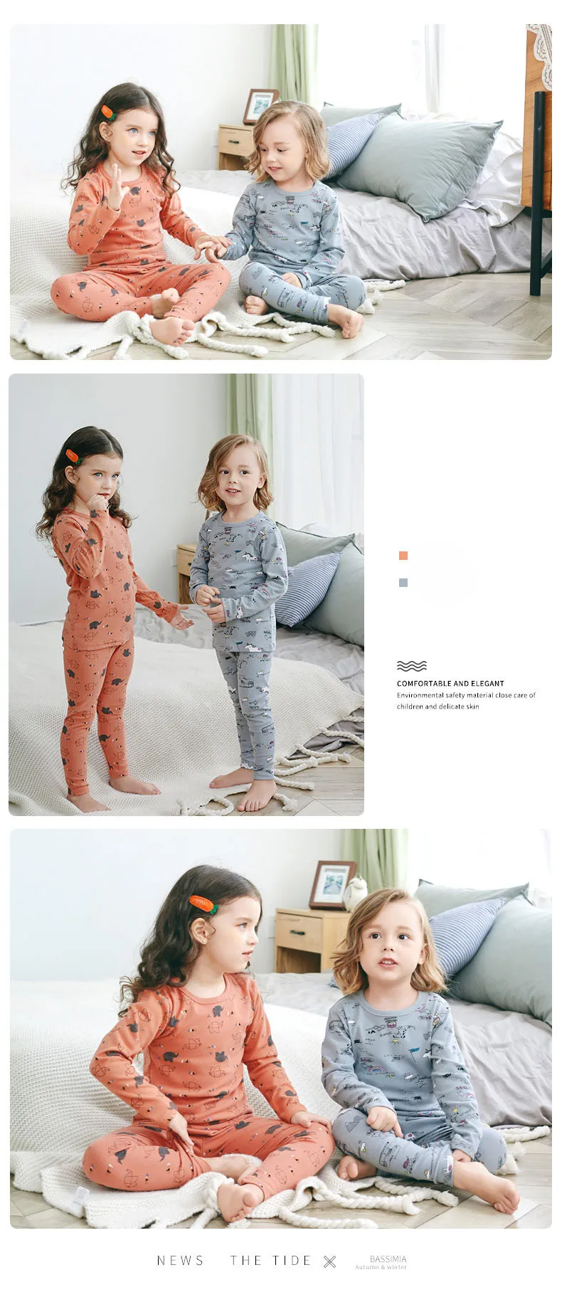 Зимняя пижама для девочек, детская одежда для сна, комплект термобелья с толстым принтом для девочек 4, 6, 8, 10, 12 лет, детское термобелье, одежда