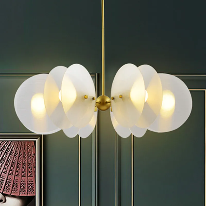 

Modern Simple Adjustable Long Chandelier Lighting Acrylic Lamp Shades E14 LED Lights For Living Room Bedroom Kitchen