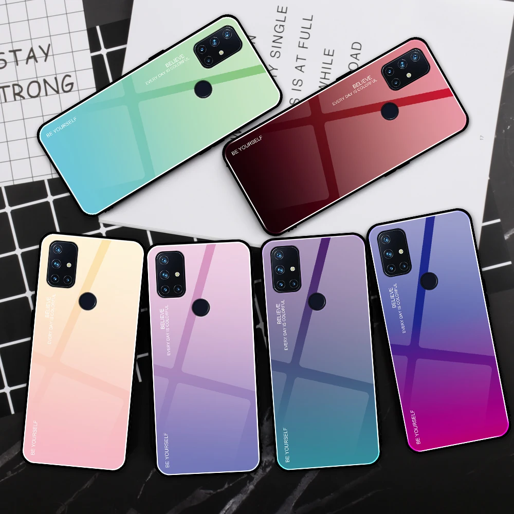 Градиент закаленное Стекло чехол для Oneplus X 9 Pro Роскошный телефона 7 8 T Nord N 10 100 5G