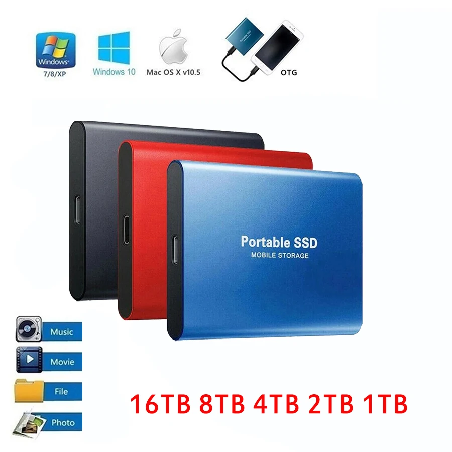 

2022 Portable SSD Hard Drive Type-C USB 3.1 8TB 12TB SSD 500GB 4TB M.2 External SSD Portable Flash Memory For Laptop Desktop