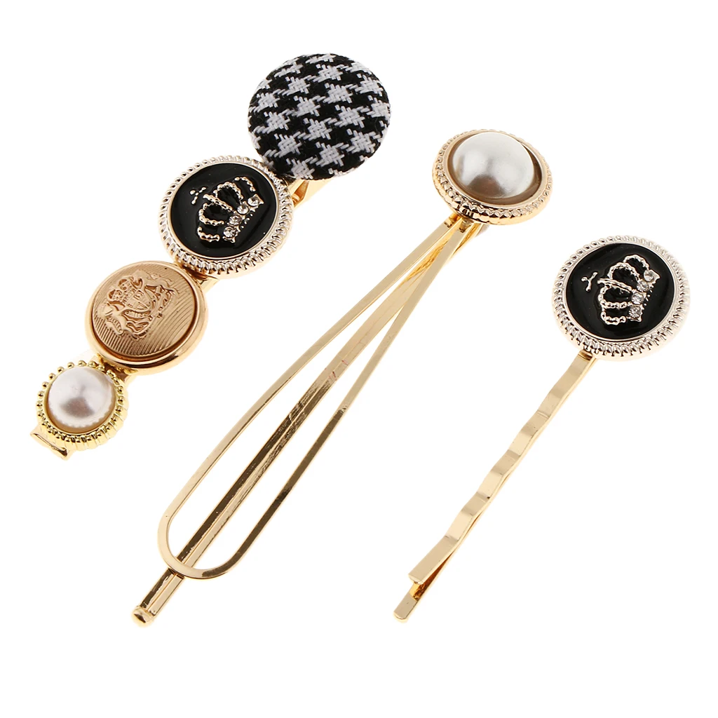 Hair Accessories for  Women Gold Metal Pearl Hair Clips Barrettes Hair Pins 3pcs