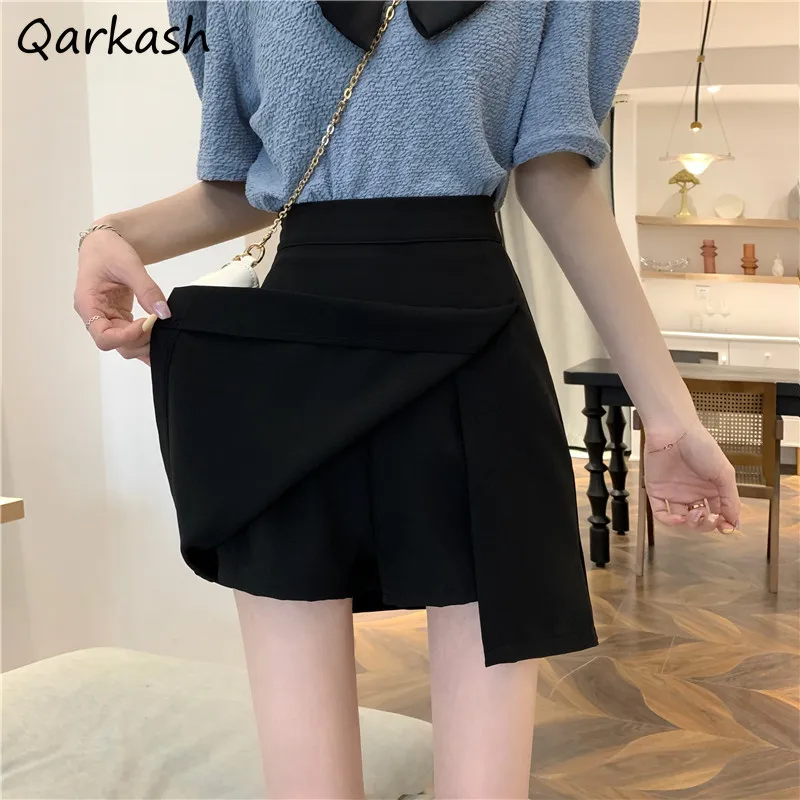 

Skirts Women Black Split Design Empire Fashion Office Lady Casual All-match Daily Summer Spring Bottom Feminino A-line Ulzzang