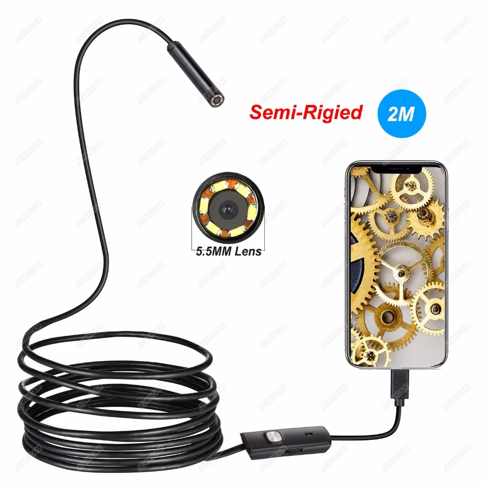 Semi-Rigied 1/1.5/2/3.5/5M 5.5mm Endoscope Camera 480p Waterproof 6 LED Mini USB Endoscope Inspection Camera For Android PC