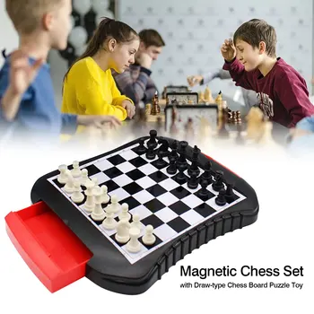 Magnetic Chess Set With Draw-type Chess Board Puzzle Toy Portable Chess Board Puzzle Game Family Travel Toys For Children 1