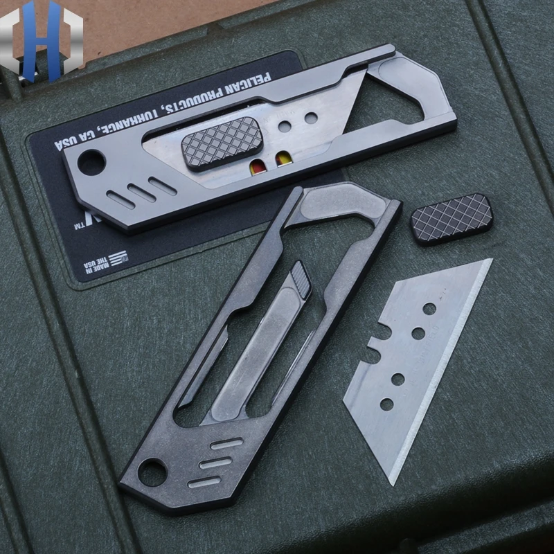  Screwless Titanium Alloy Art Knife Quick Release Mini Sharp Small EDC Multifunction Portable Open B