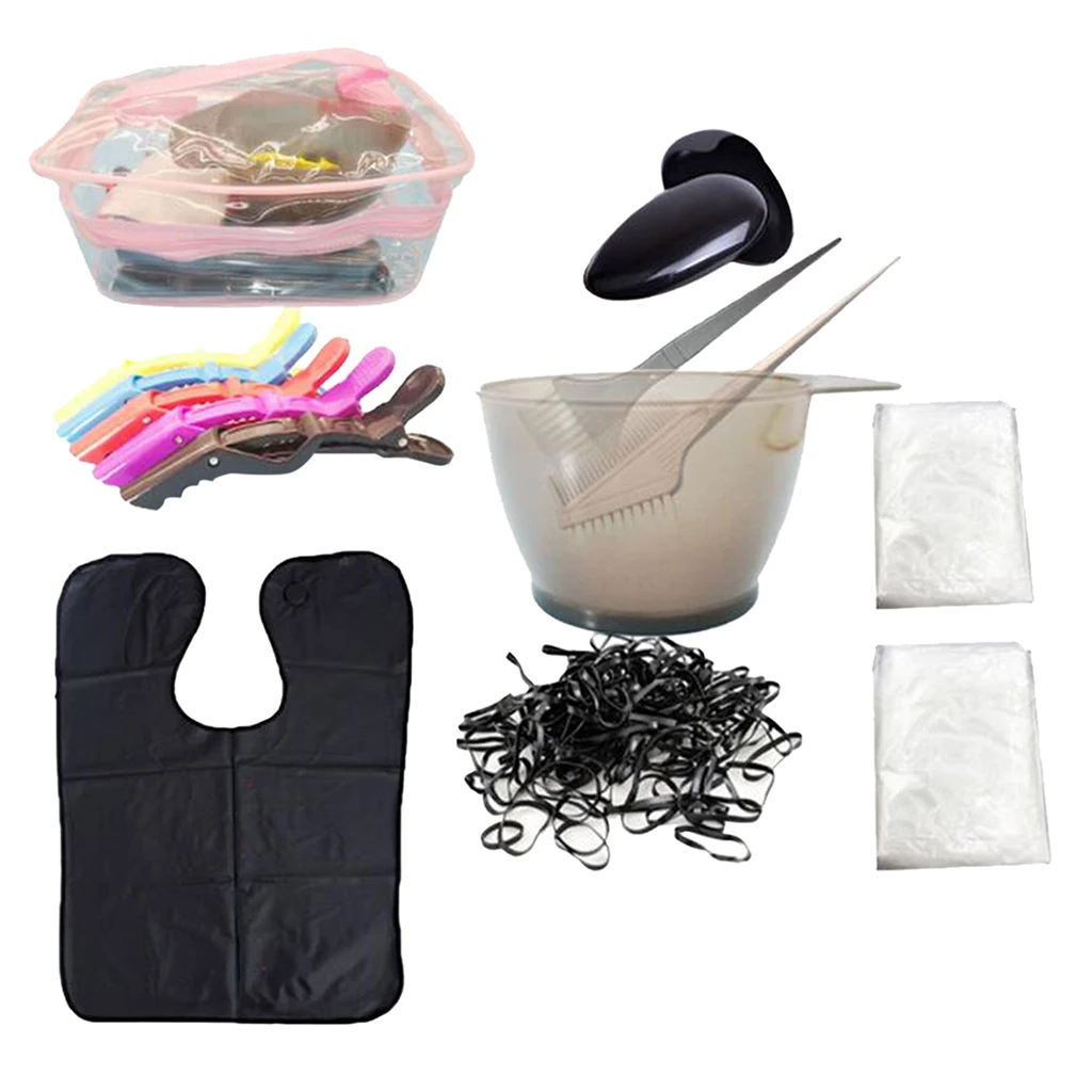 15x Salon Hair Color DIY Hairdressing Tools Dye Brush Bowl Storage Bag Set