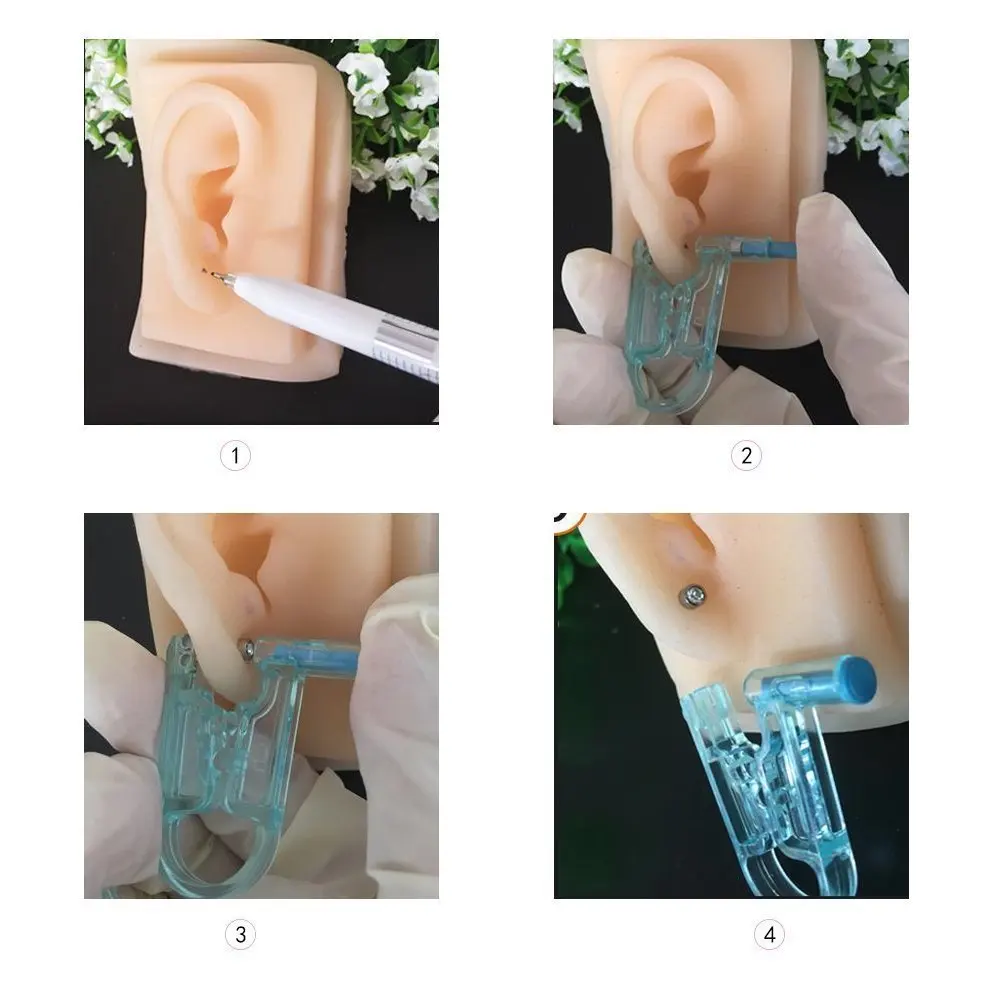 2pcs Disposable Ear Piercing Gun Safety Ear Piercing Gun Unit Tool With Ear Stud Asepsia Pierce Kit