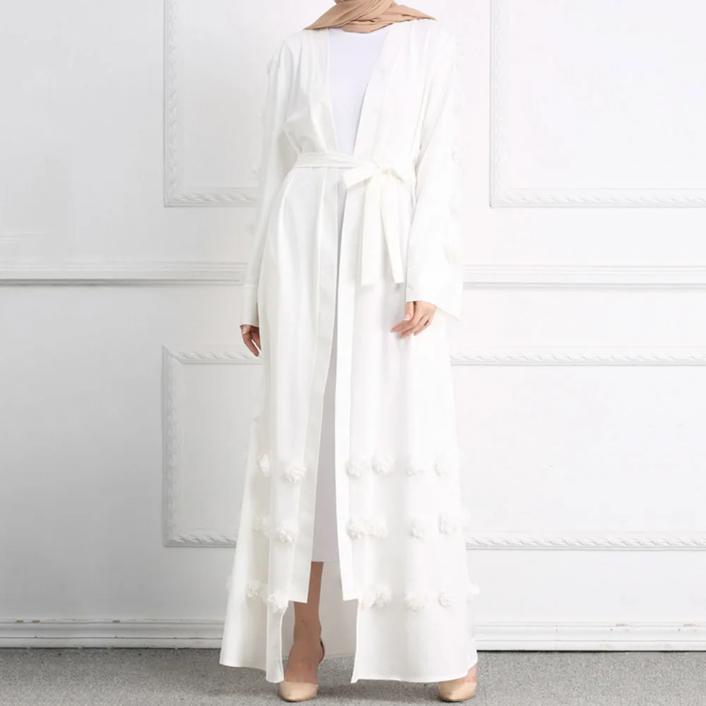 Abaya Jilbab Muslim Maxi Dress Solid Plus Size Foral Patchwork Kaftan Long High Waist Vintage Islamic Clothings Robe Cardigan