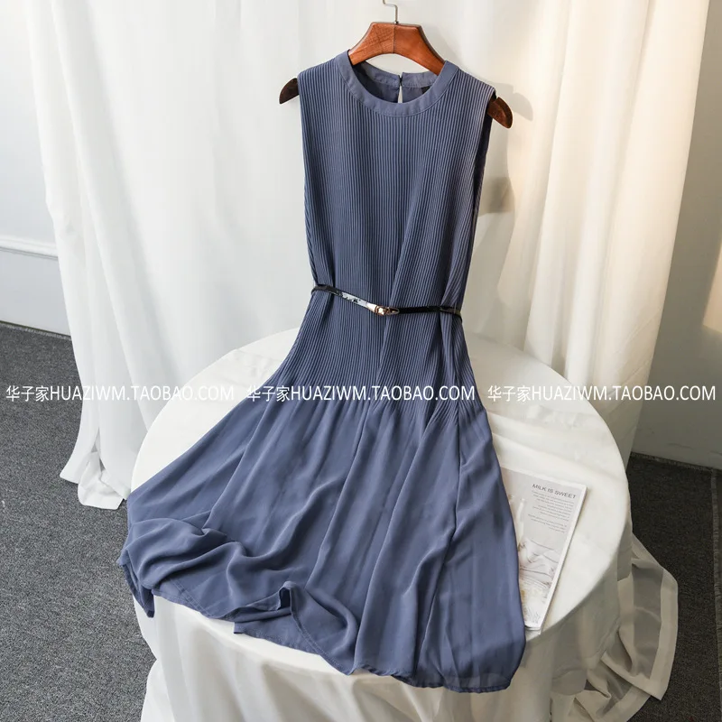 

A Generation of Smart Elegant feng qin qun Women's Chiffon Dress Mid-length Waist Hugging Sleeveless Vest Skirt Entity