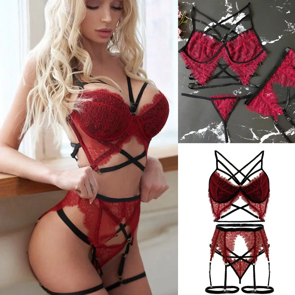 Frauen сексуальный Dessous Spitze Babydoll Offener BH набор стрингов Unterwäsche nachtwäbh& Slip наборы нижнего белья сексуальный бюстгальтер Прямая поставка# D