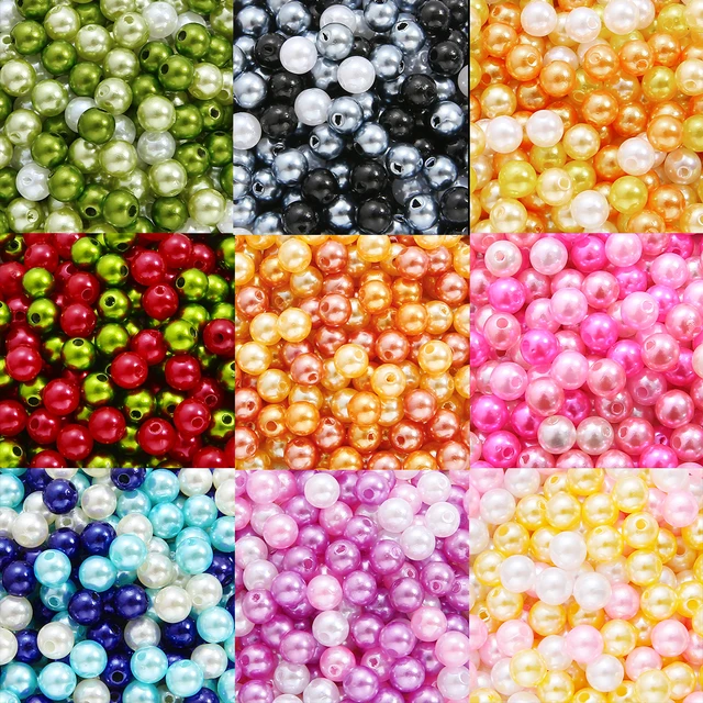 100pcs 8mm No Hole Imitation Pearl Beads ABS Round Acrylic Beads