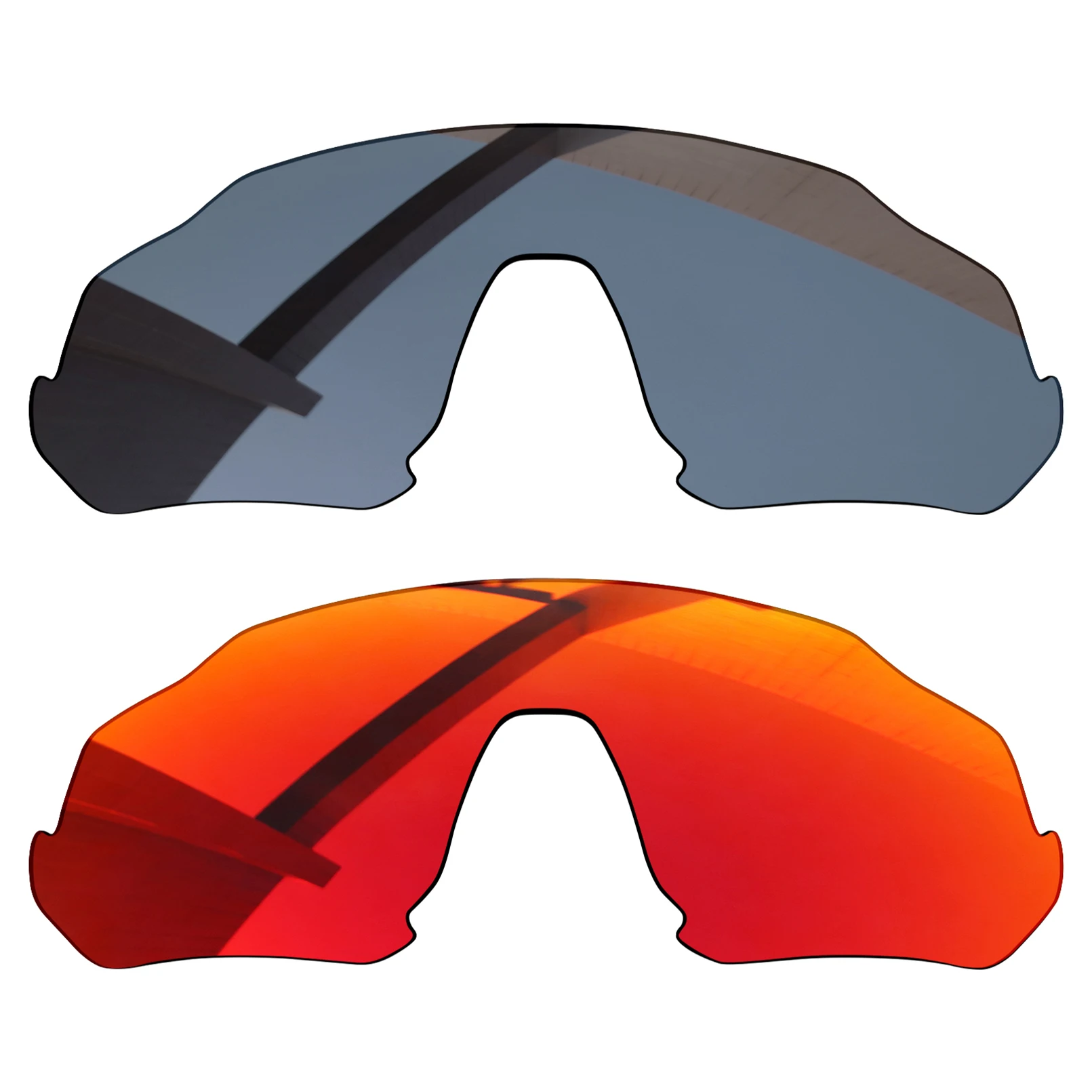 Alphax 2 Paia Lenti Di Ricambio Polarizzate Rosso Agata E Grigio Argento Per-Oakley Flight Jacket Oo9401 Frame
