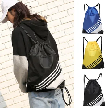 

Double Color Stitching Stripe Drawstring Bag Travel Backpack Sports Backpack Men Women Waterproof Nylon Storage Bag Best