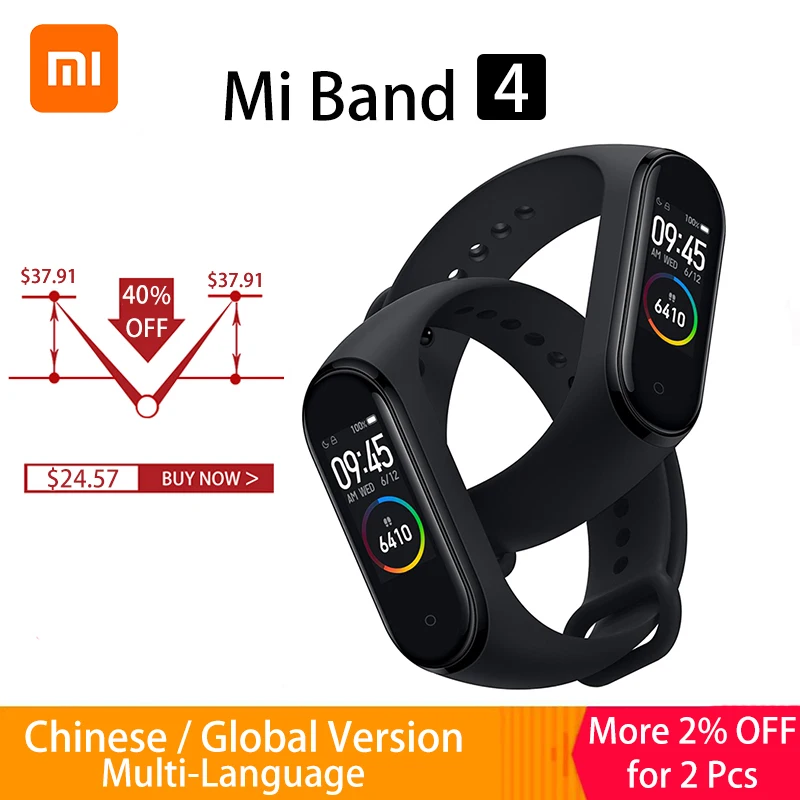 Смарт браслет Xiaomi Mi Band 4 спортивный водонепроницаемый фитнес трекер с экраном AMOLED