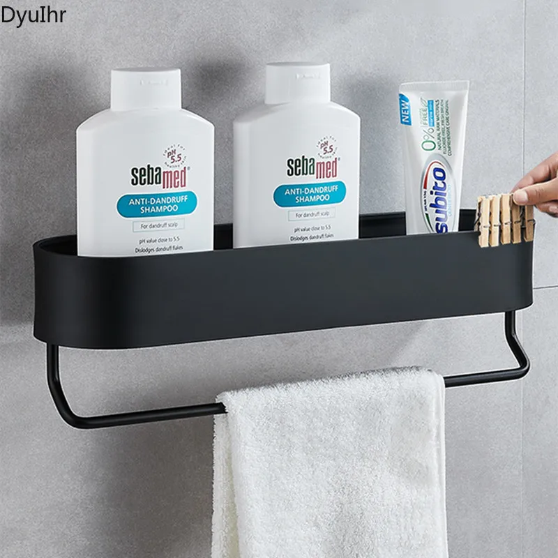 

DyuIhr European style wall-mounted black bathroom shelf waterproof and strong bearing capacity towel rack bathroom accessories