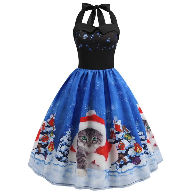 Bebovisi новая женская одежда рождественское платье плюс размер винтажные Элегантные Вечерние Платья повседневные зимние красные платья с принтом снеговика