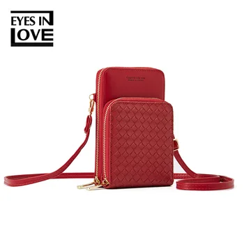 

Fashion women's shoulder bag 2019 new mobile phone bag Double zipper solid color multi-function large-capacity diagonal package