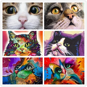 

Colorful Cat Diamond Painting Cute Kitten 3D Diy Cross-Stitch Rhinestone Diamond Embroidery Painting Home Decorative Art