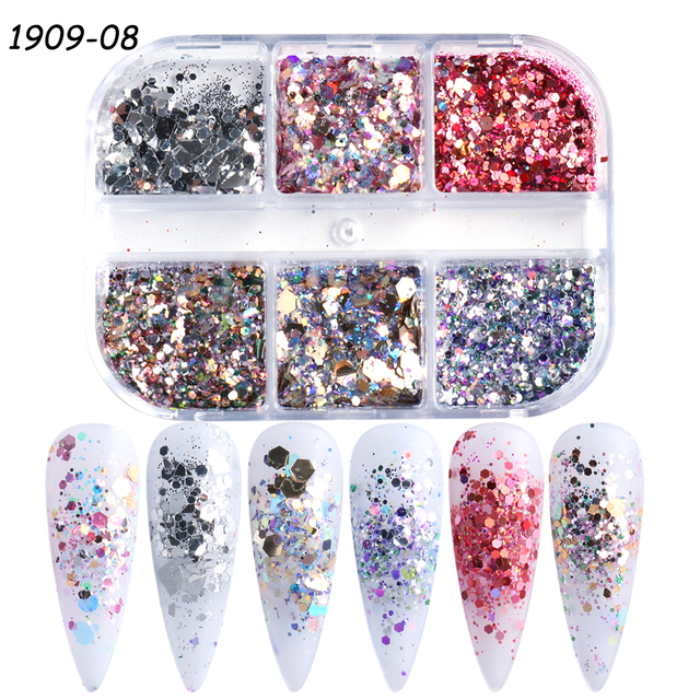 Snowflake Flake Nail Art Glitter Holographic Laser Reflective Sequins Pink White DIY Winter Decor Slice Manicure LE1909-27