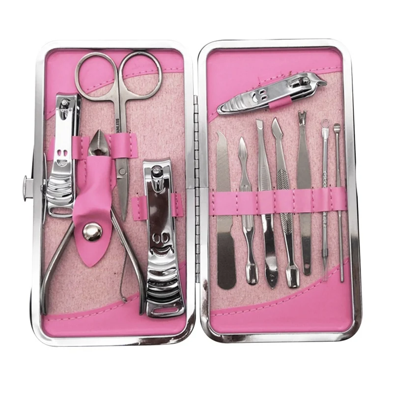 12 шт./компл. Набор для маникюра и педикюра ножницы нож для кутикулы уха Палочки ногтей комплект для стрижки Нержавеющая сталь инструмент для ухода за ногтями Маникюрный набор