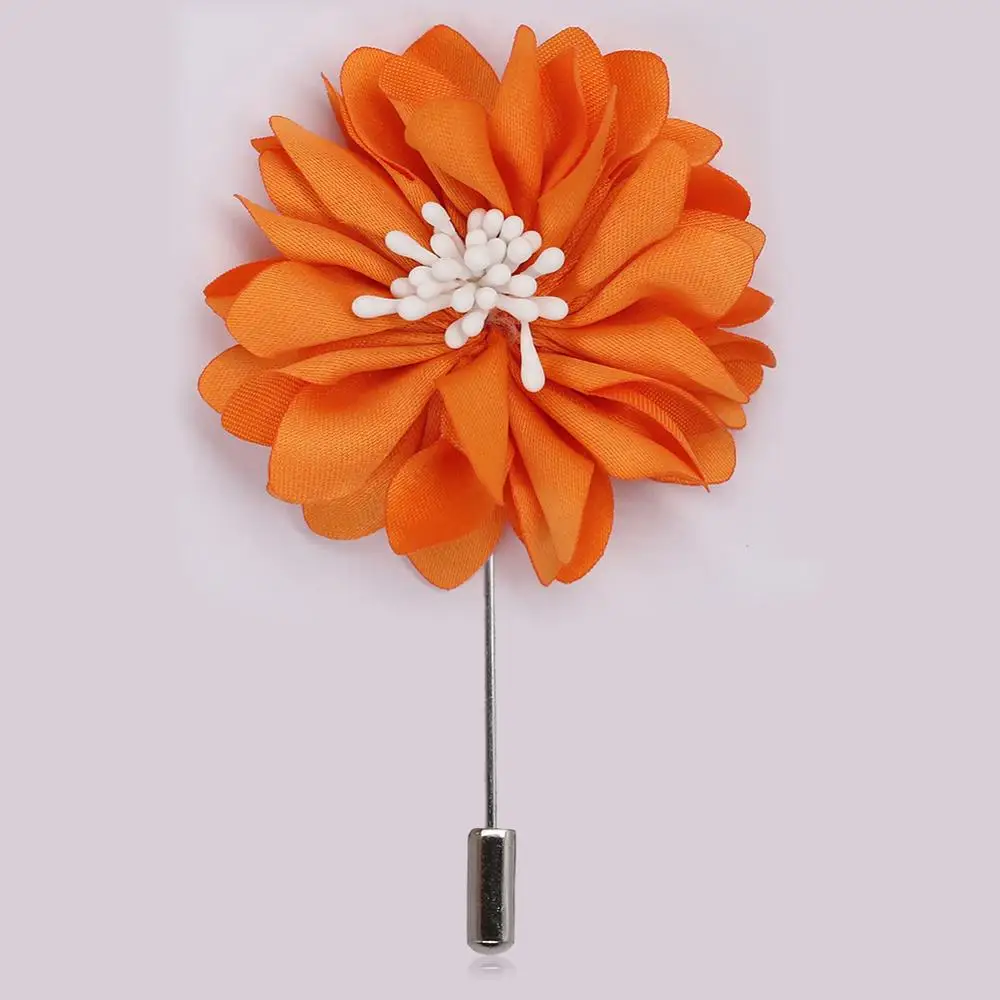 orange 8 шт./лот, бутоньерка для жениха, атласный цветок розы, корсаж, Свадебная вечеринка, выпускной, церемония, цветок, мужской костюм, брошь на лацкане, цветок, XH201 - Цвет: orange
